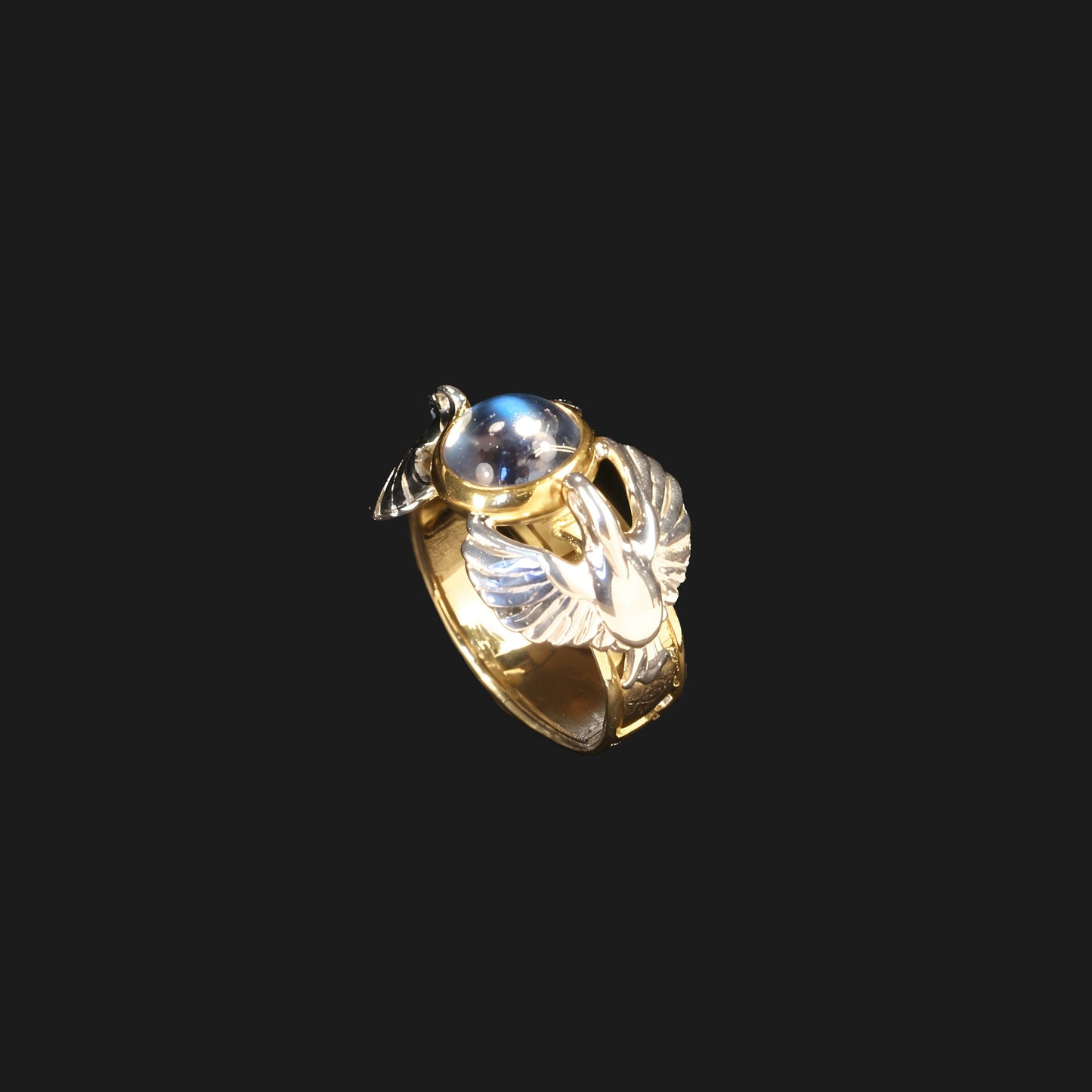 Blue Moon Swan Ring